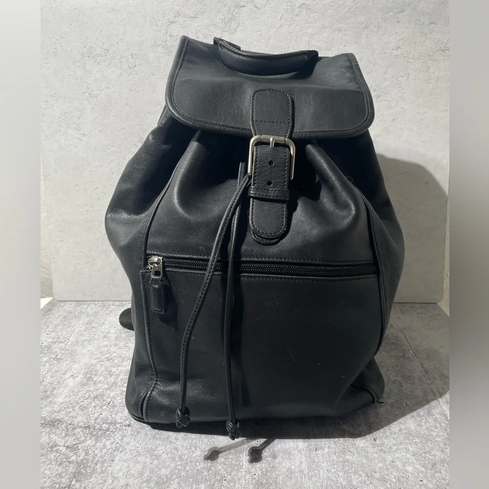 VTG COACH black leather XL BACKPACK 0529 - Picture 4 of 16